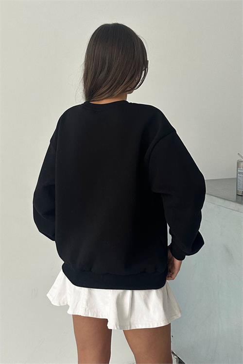 Dipmoda kadın bisiklet yaka baskılı sweat DPG101