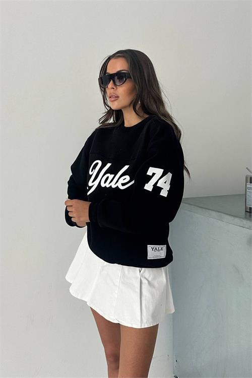 Dipmoda kadın bisiklet yaka baskılı sweat DPG101