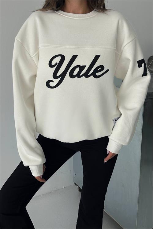 Dipmoda kadın bisiklet yaka baskılı sweat DPG101