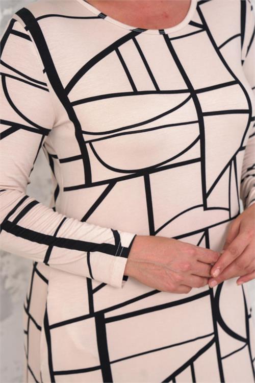 Dipmoda kadın bisiklet yaka cepli büyük beden elbise NBA021