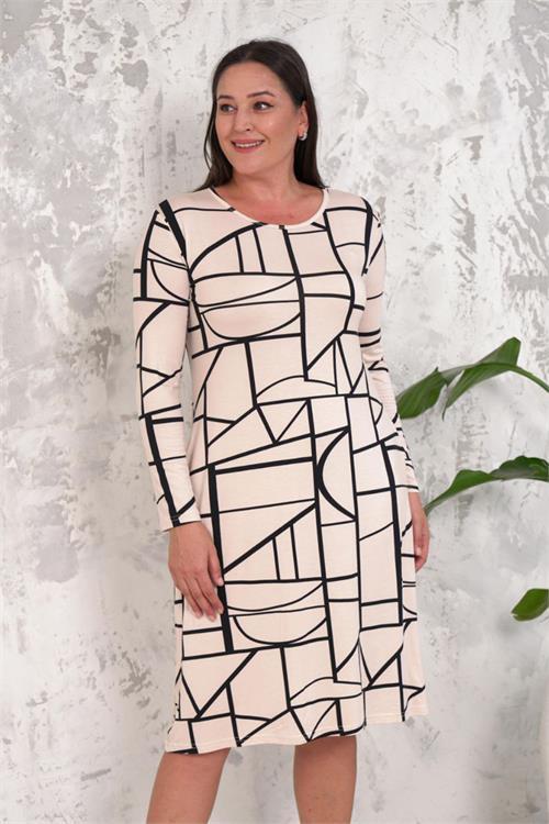 Dipmoda kadın bisiklet yaka cepli büyük beden elbise NBA021