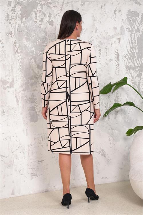 Dipmoda kadın bisiklet yaka cepli büyük beden elbise NBA021