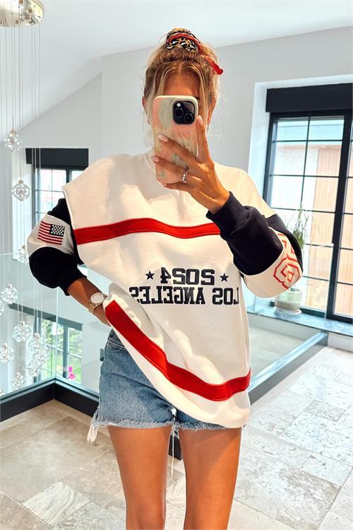 Dipmoda kadın bisiklet yaka Los Angeles sweat DPNBMYLK23