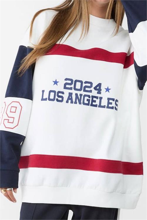 Dipmoda kadın bisiklet yaka Los Angeles sweat DPNBMYLK23