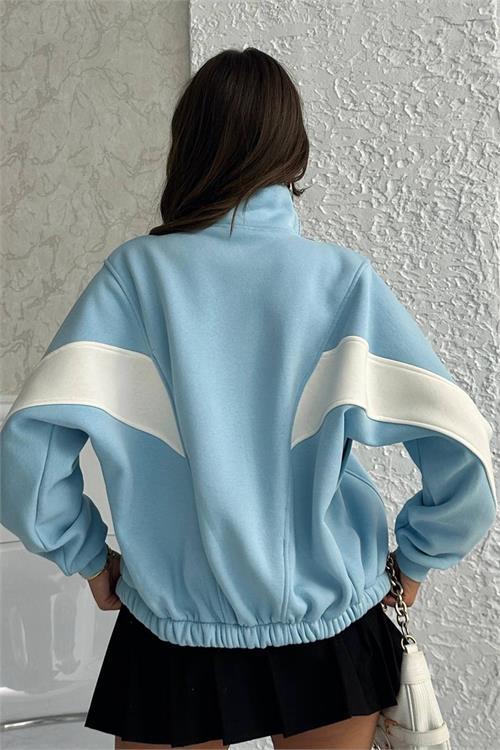 Dipmoda kadın blok detaylı fermuarlı Sweatshirt DPG104