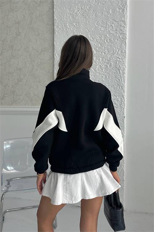 Dipmoda kadın blok detaylı fermuarlı Sweatshirt DPG104