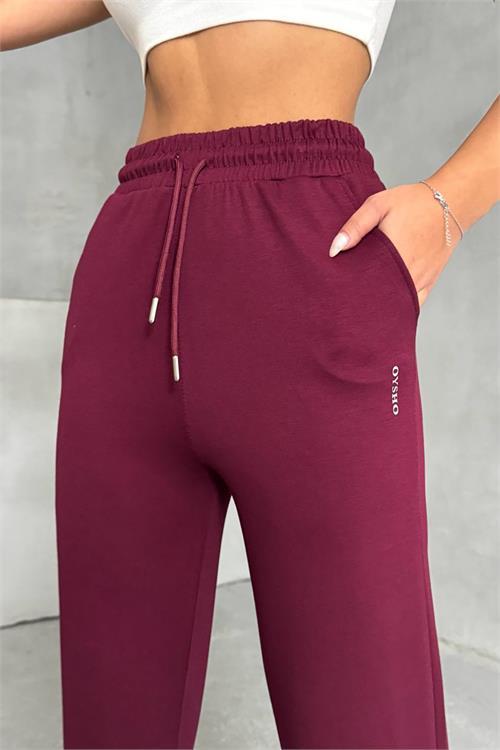 Dipmoda kadın bordo bol paça eşofman altı DPNBG066