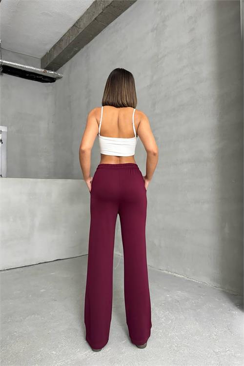 Dipmoda kadın bordo bol paça eşofman altı DPNBG066