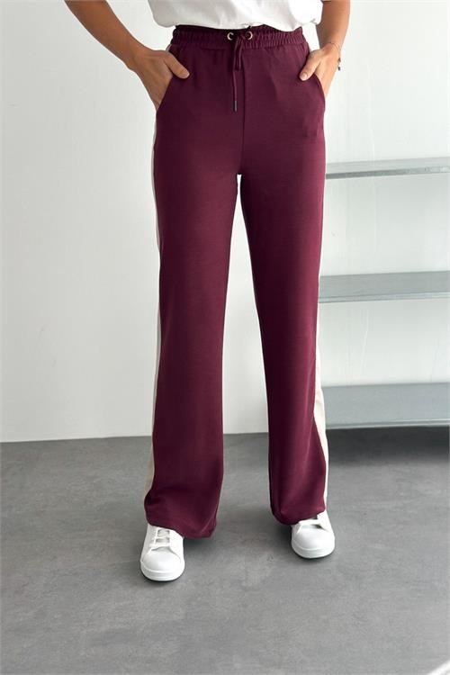 Dipmoda kadın bordo çift renkli oversize yelekli premium eşofman takımı DPRW5063