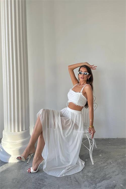 Dipmoda kadın büstiyerli transparan ikili takım DPDF070