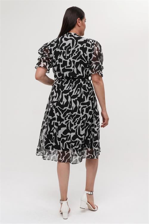 Dipmoda kadın büyük beden kruvaze şifon elbise NM8063 