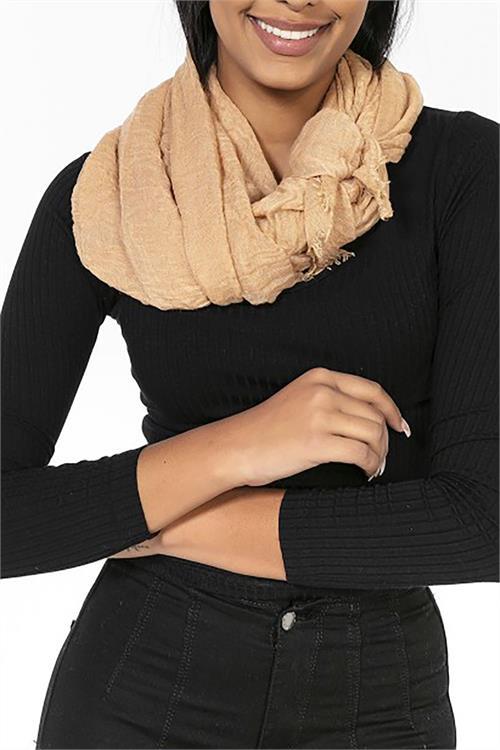 Dipmoda kadın camel müslin kumaş şal pareo DPMHT02