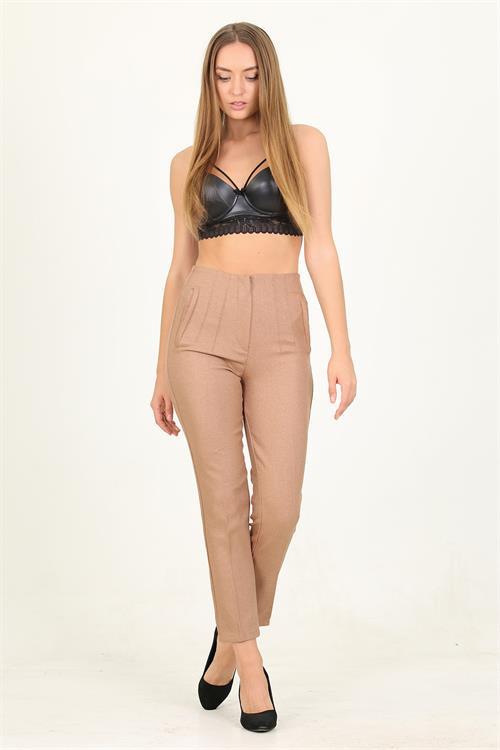 Dipmoda kadın camel yüksek bel yeni sezon ofis pantolon QNS029 