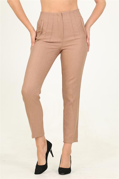 Dipmoda kadın camel yüksek bel yeni sezon ofis pantolon QNS029 