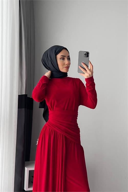 Dipmoda kadın candy kumaş tesettür elbise DPNMS047