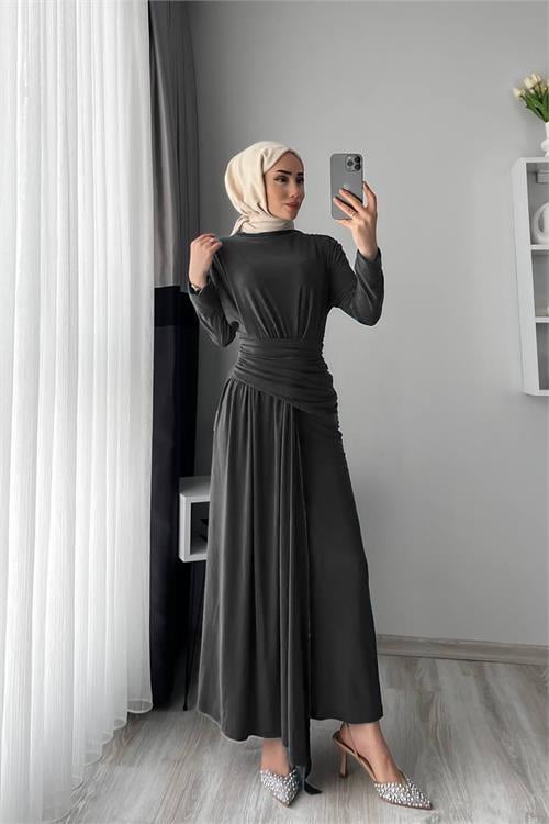 Dipmoda kadın candy kumaş tesettür elbise DPNMS047