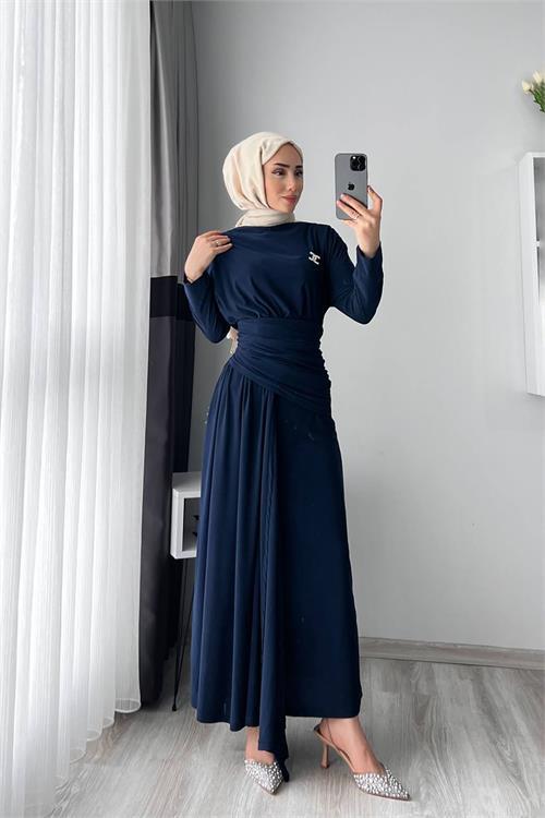Dipmoda kadın candy kumaş tesettür elbise DPNMS047