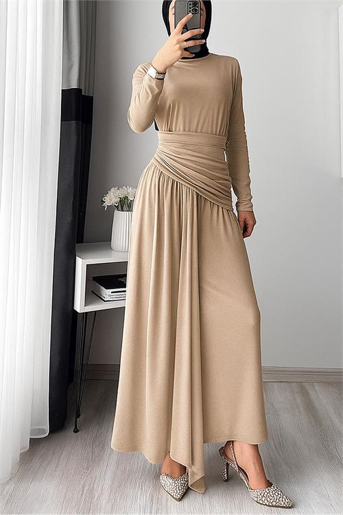 Dipmoda kadın candy kumaş tesettür elbise NMS047