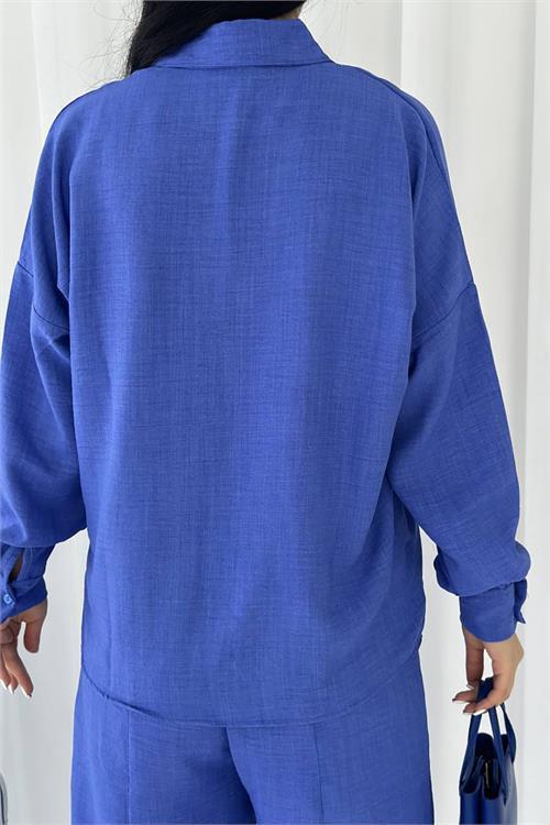 Dipmoda kadın cep detaylı alt üst keten takım DPNBTG7073