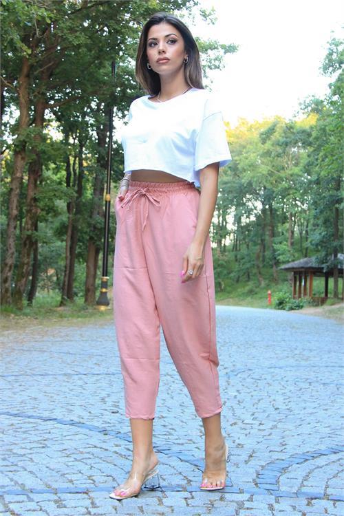 Dipmoda kadın cepli bağlama detaylı ayrobin alvar pantolon DNZ002 