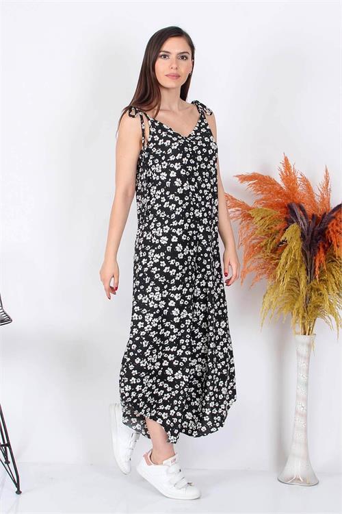 Dipmoda kadın çiçek desenli bağlamalı geniş kesim tulum RY8074