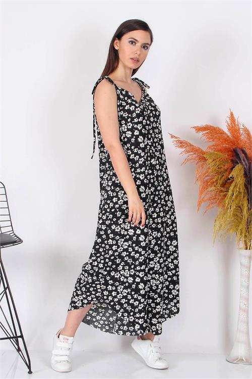 Dipmoda kadın çiçek desenli bağlamalı geniş kesim tulum RY8074