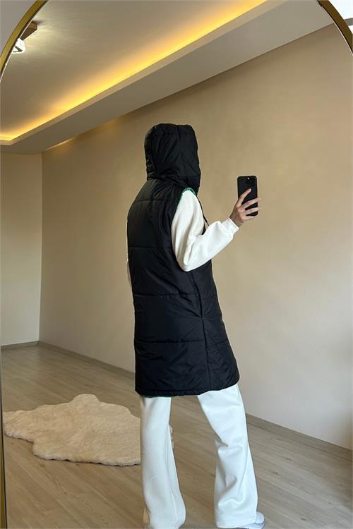 Dipmoda kadın çift taraflı kapüşonlu şişme yelek NM017