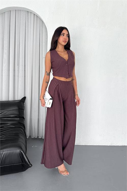 Dipmoda kadın çizgili alt üst ikili takım DPK4224