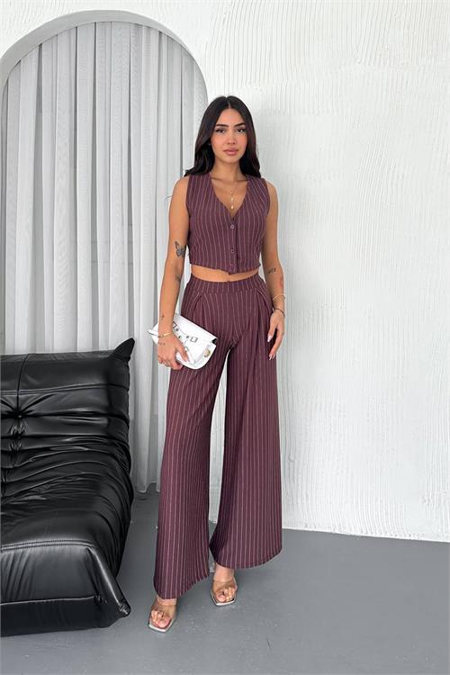 Dipmoda kadın çizgili alt üst ikili takım DPK4224