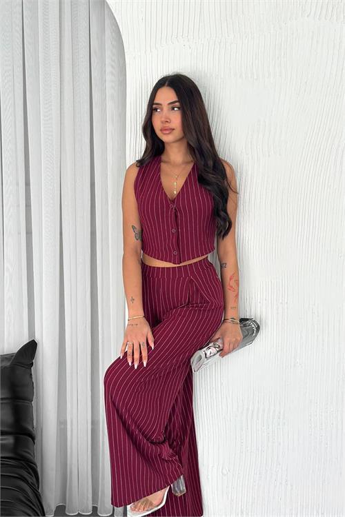 Dipmoda kadın çizgili alt üst ikili takım DPK4224