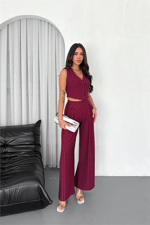 Dipmoda kadın çizgili alt üst ikili takım DPK4224