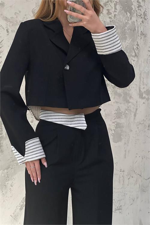 Dipmoda kadın crop ceket pantolon alt üst takım DPMYLK30