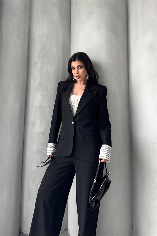 Dipmoda kadın düğme detaylı tasarım alt üst takım DPMYLK29