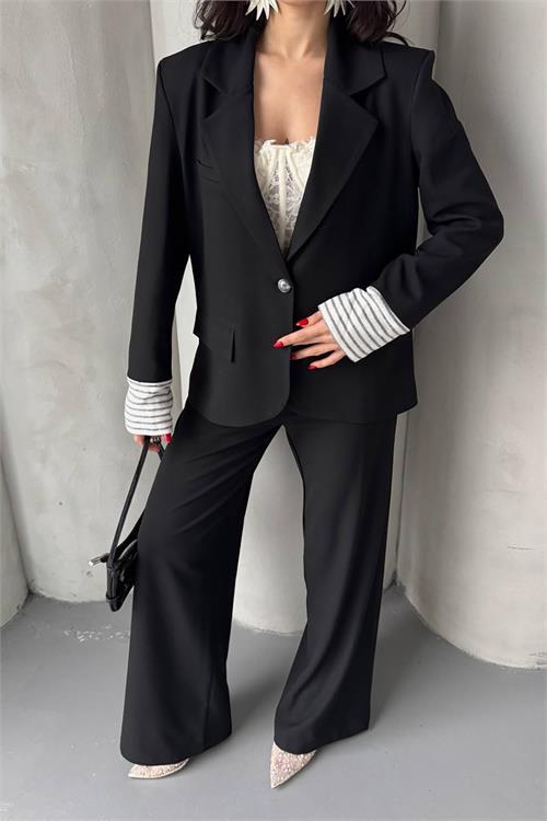 Dipmoda kadın düğme detaylı tasarım alt üst takım DPMYLK29