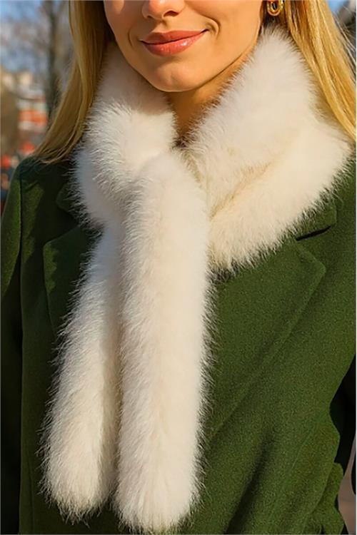 Dipmoda kadın ekru kürklü boyunluk DPAKS030