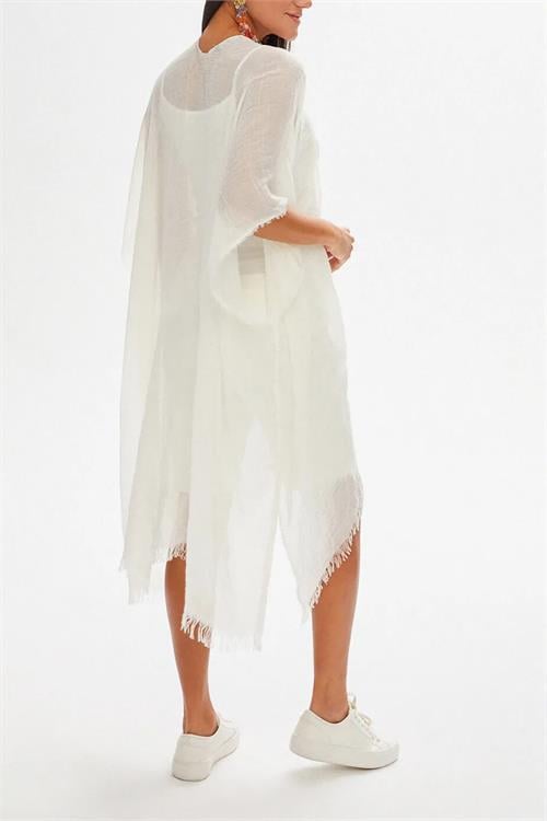 Dipmoda kadın ekru müslin kumaş pareo DPMHT01