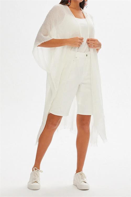 Dipmoda kadın ekru müslin kumaş pareo DPMHT01