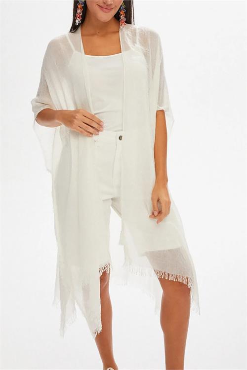 Dipmoda kadın ekru müslin kumaş pareo DPMHT01