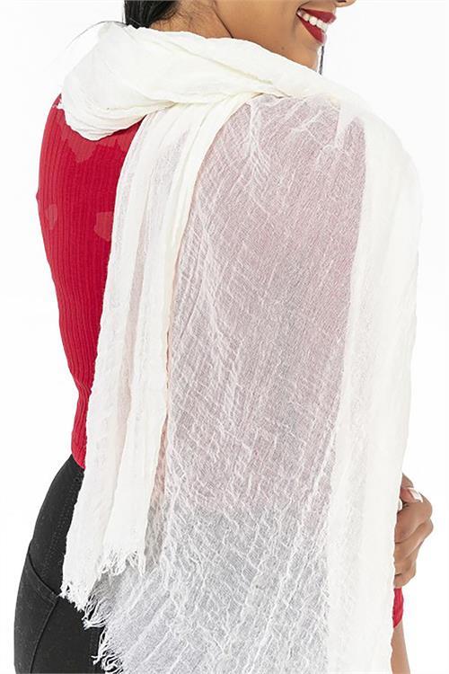 Dipmoda kadın ekru müslin kumaş şal pareo DPMHT02