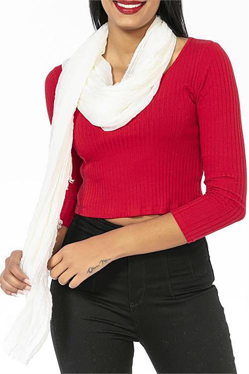 Dipmoda kadın ekru müslin kumaş şal pareo DPMHT02