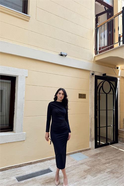 Dipmoda kadın esnek kumaş maxi elbise NBDKS02