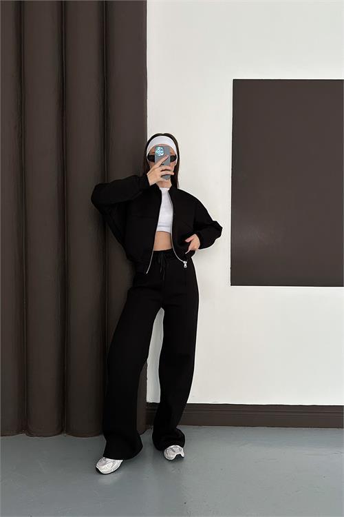 Dipmoda kadın fermuarlı 3 iplik eşofman takımı DPESF01