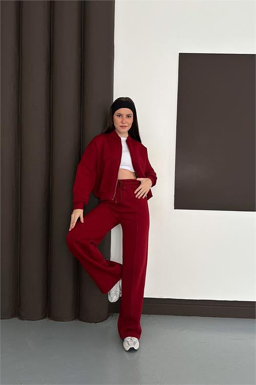 Dipmoda kadın fermuarlı 3 iplik eşofman takımı DPESF01