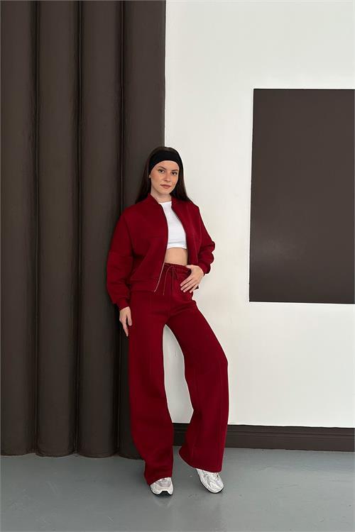 Dipmoda kadın fermuarlı 3 iplik eşofman takımı DPESF01