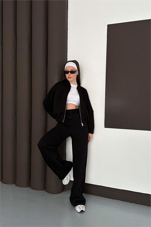 Dipmoda kadın fermuarlı 3 iplik eşofman takımı DPESF01