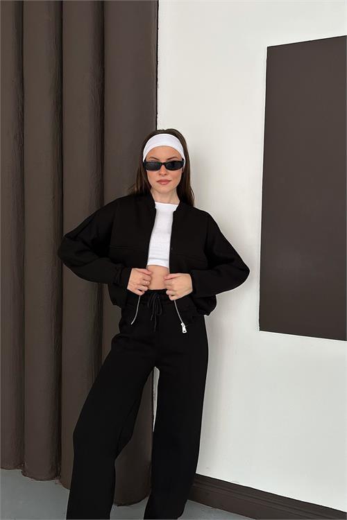 Dipmoda kadın fermuarlı 3 iplik eşofman takımı DPESF01