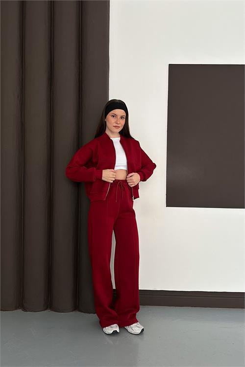 Dipmoda kadın fermuarlı 3 iplik eşofman takımı DPESF01