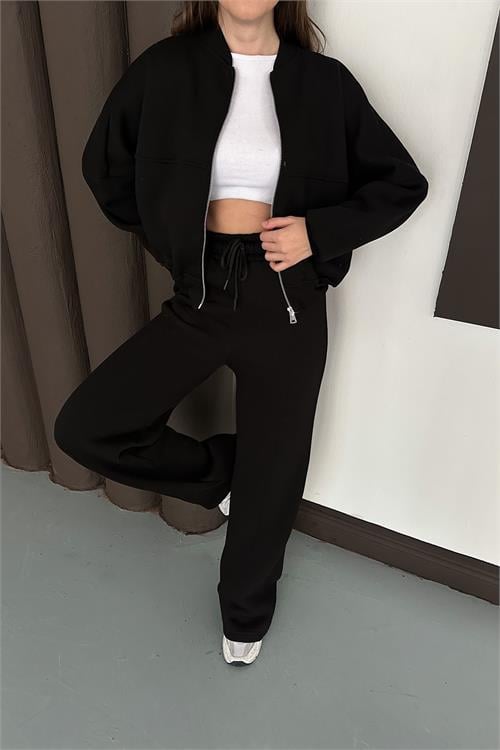 Dipmoda kadın fermuarlı 3 iplik eşofman takımı DPESF01