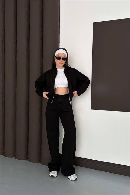 Dipmoda kadın fermuarlı 3 iplik eşofman takımı DPESF01