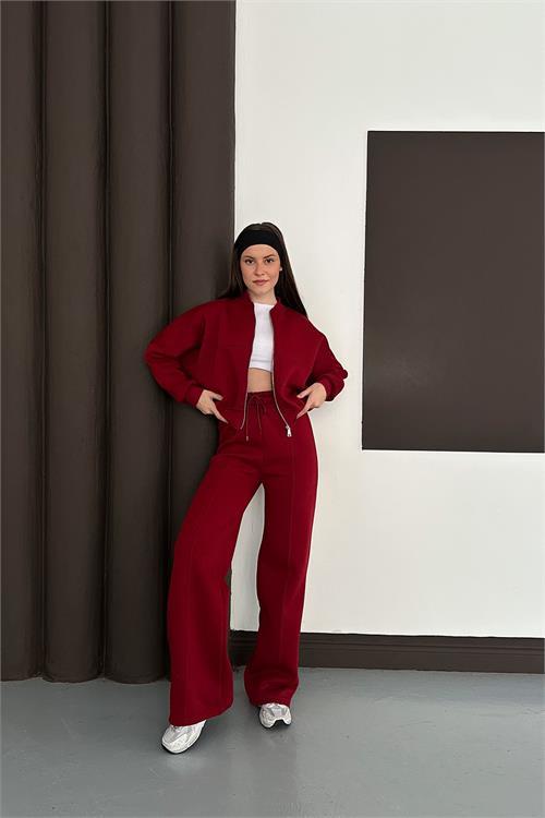 Dipmoda kadın fermuarlı 3 iplik eşofman takımı DPESF01